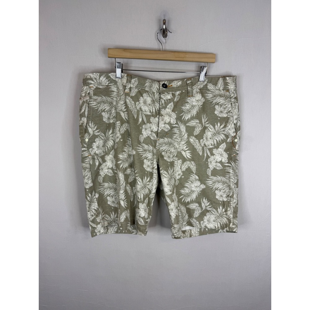 Tommy‎ Bahama Mens Olive Green Tropical Floral Print Cotton Stretch Shorts 40